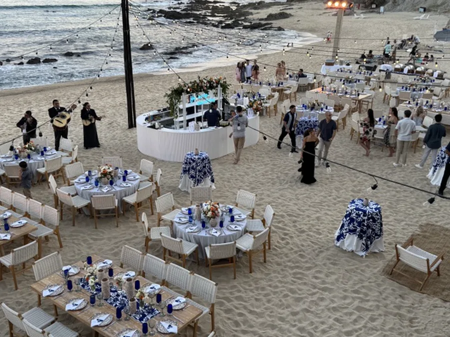 Beach dinner at sunset